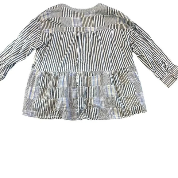Maeve by Anthropologie Blue Zoe Swing Striped Patchwork Tunic Top Women's Medium - Picture 3 of 3